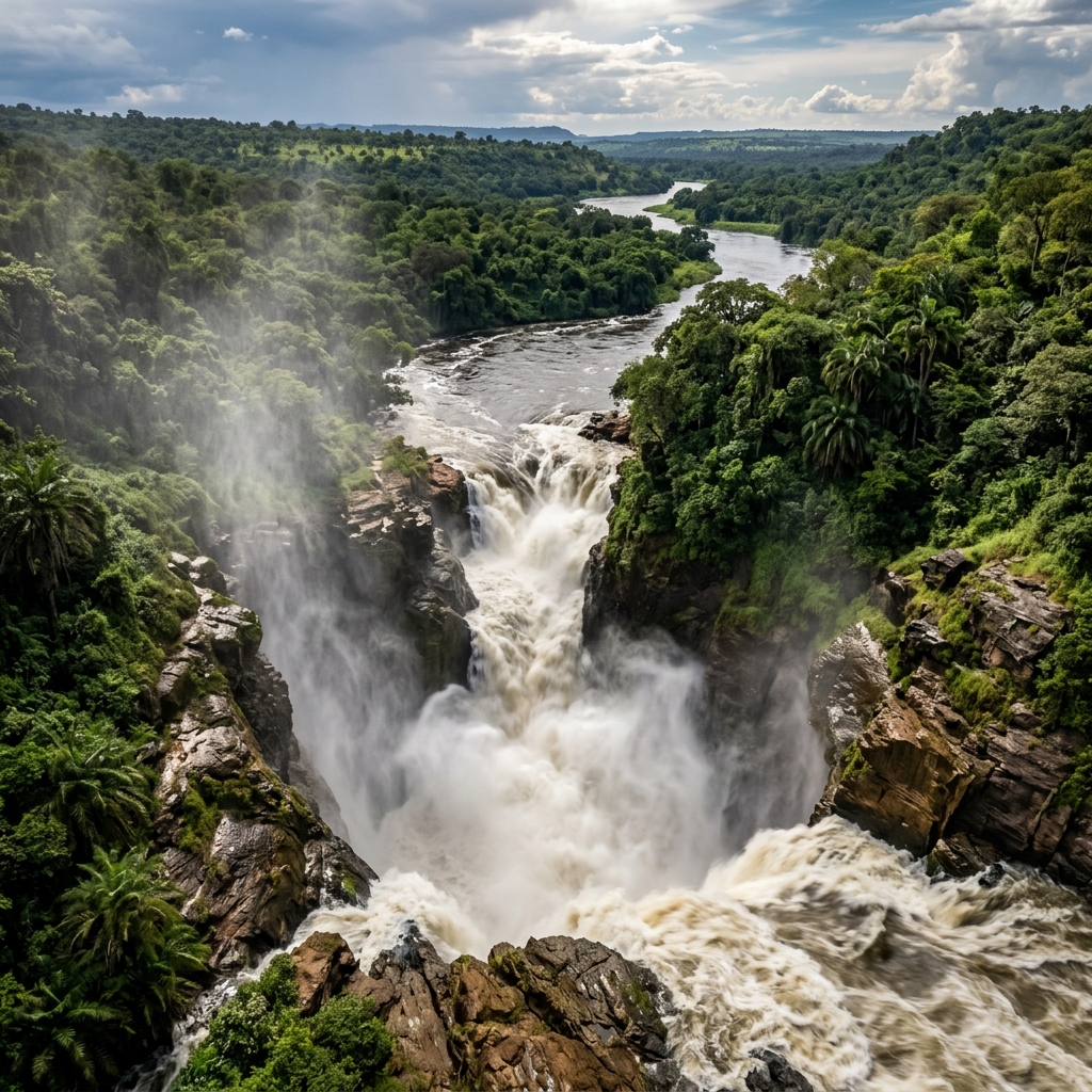 Mist rising from the dramatic Murchison Falls